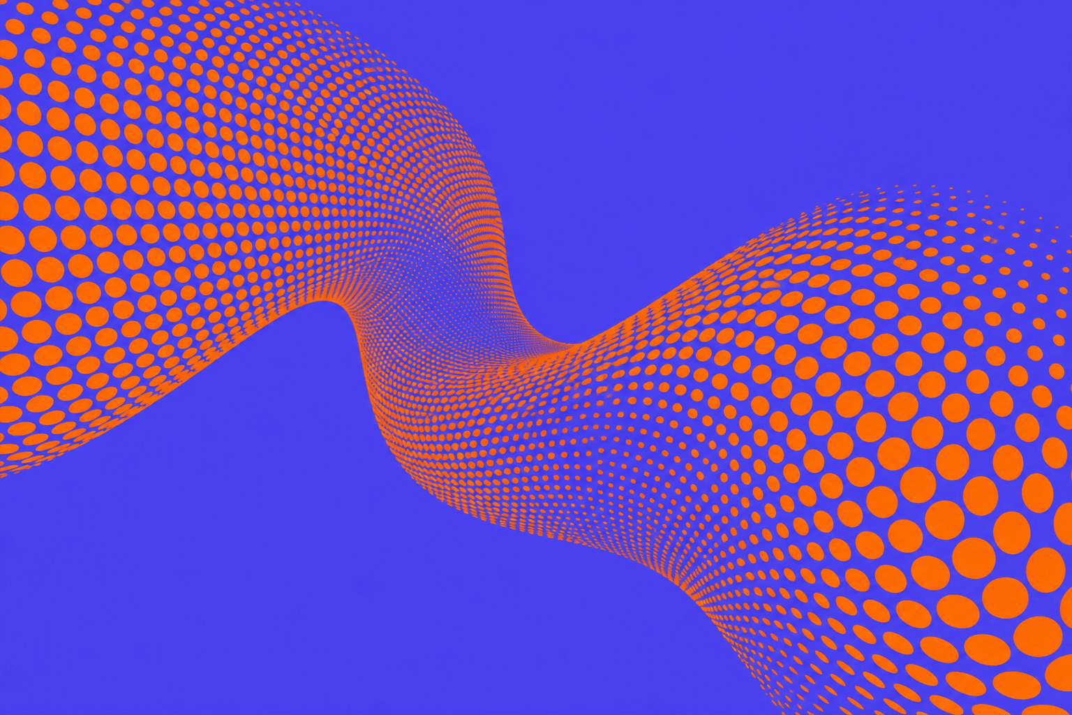 Orange halftone illustration on a violet background
